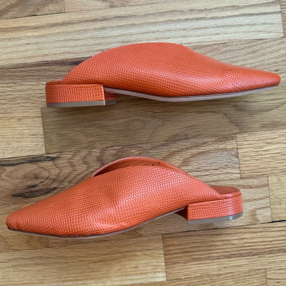EUC Charlotte Stone CALVIN flats size 7 Tangerine Tejus orange fall - Picture 9 of 12